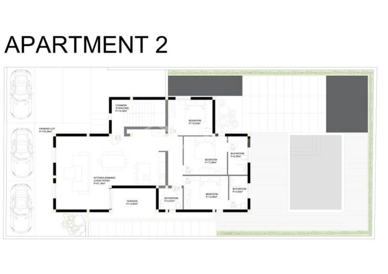 Byt, jižní strana, první patro, střešní terasa 123 m2, výhled na moře - 4