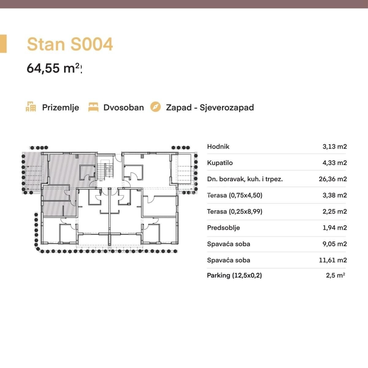 Luxusný dvojizbový apartmán Privlaka - blízko mora - S004 - M